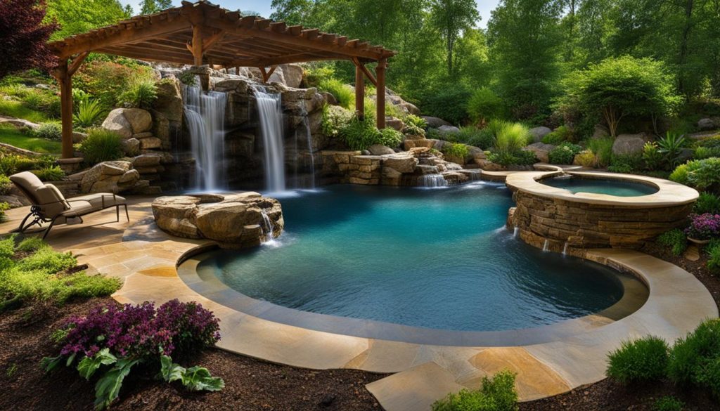 Waterfall in a luxury pool