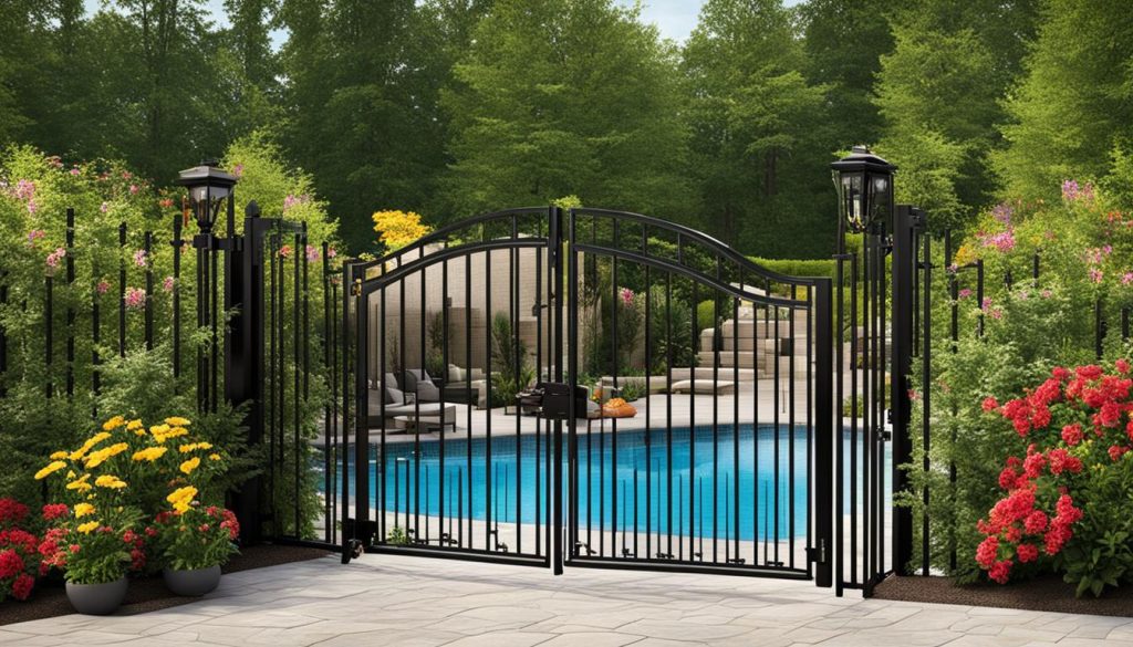Pool gate with child safety latches