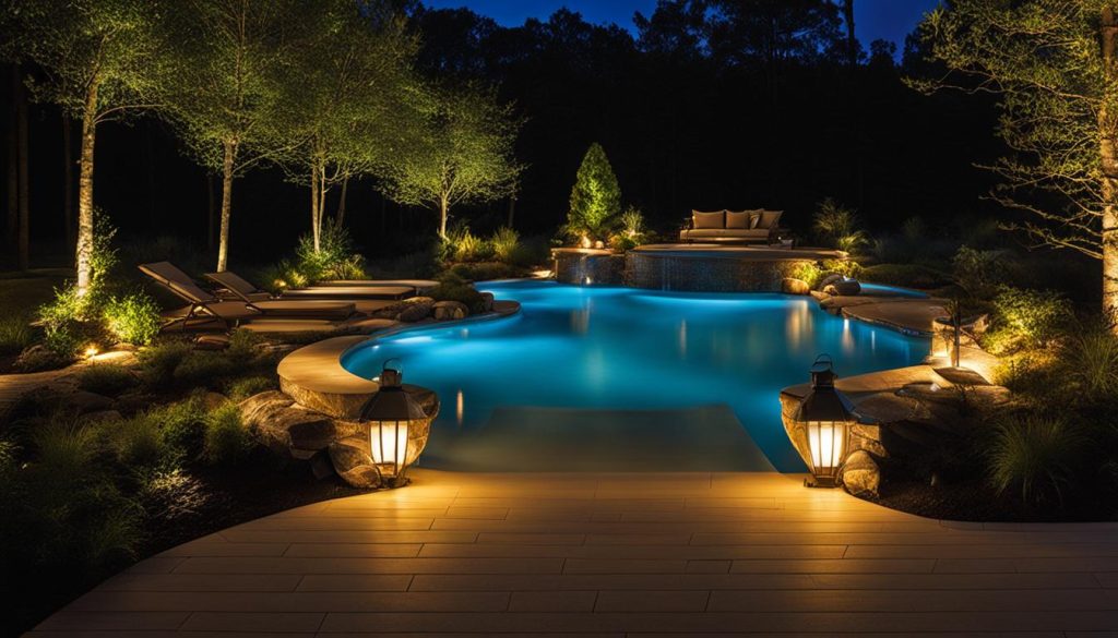 Poolside lighting enhances safety and security