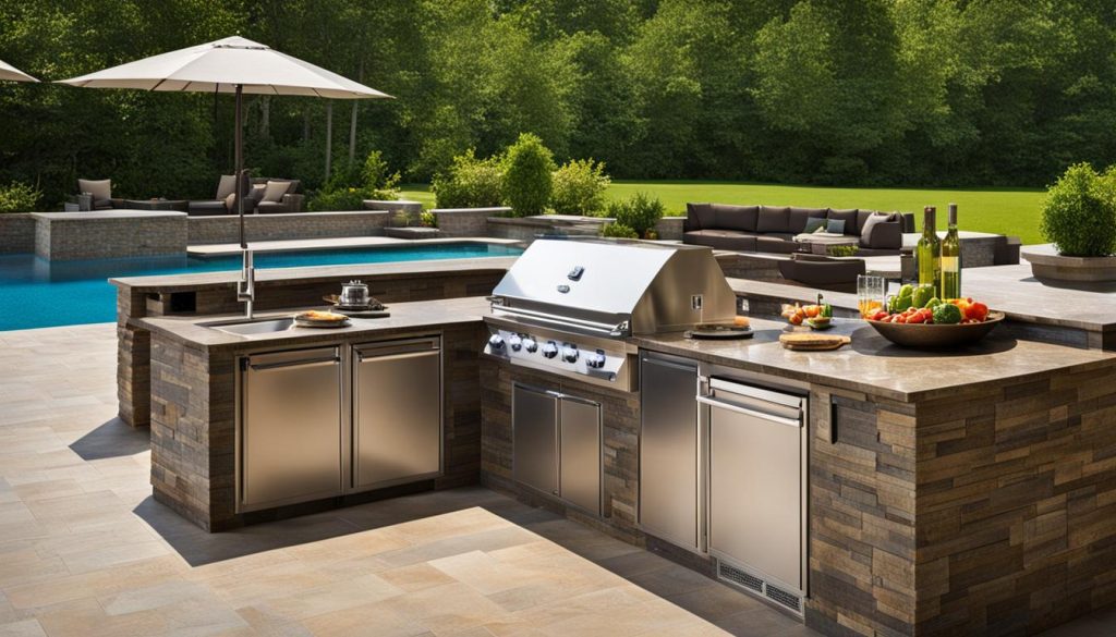 Outdoor pool kitchen design