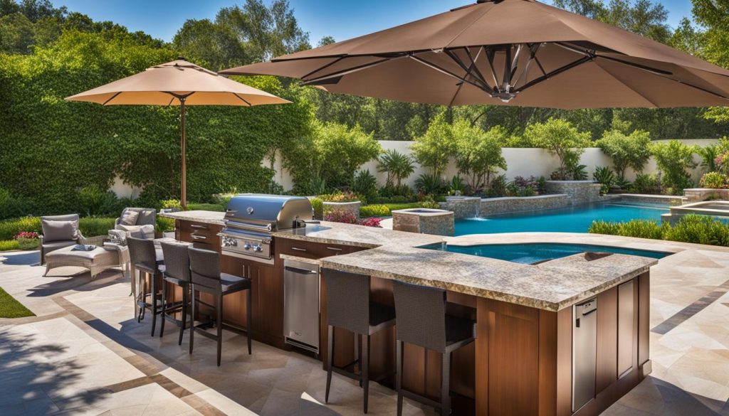 poolside dining area